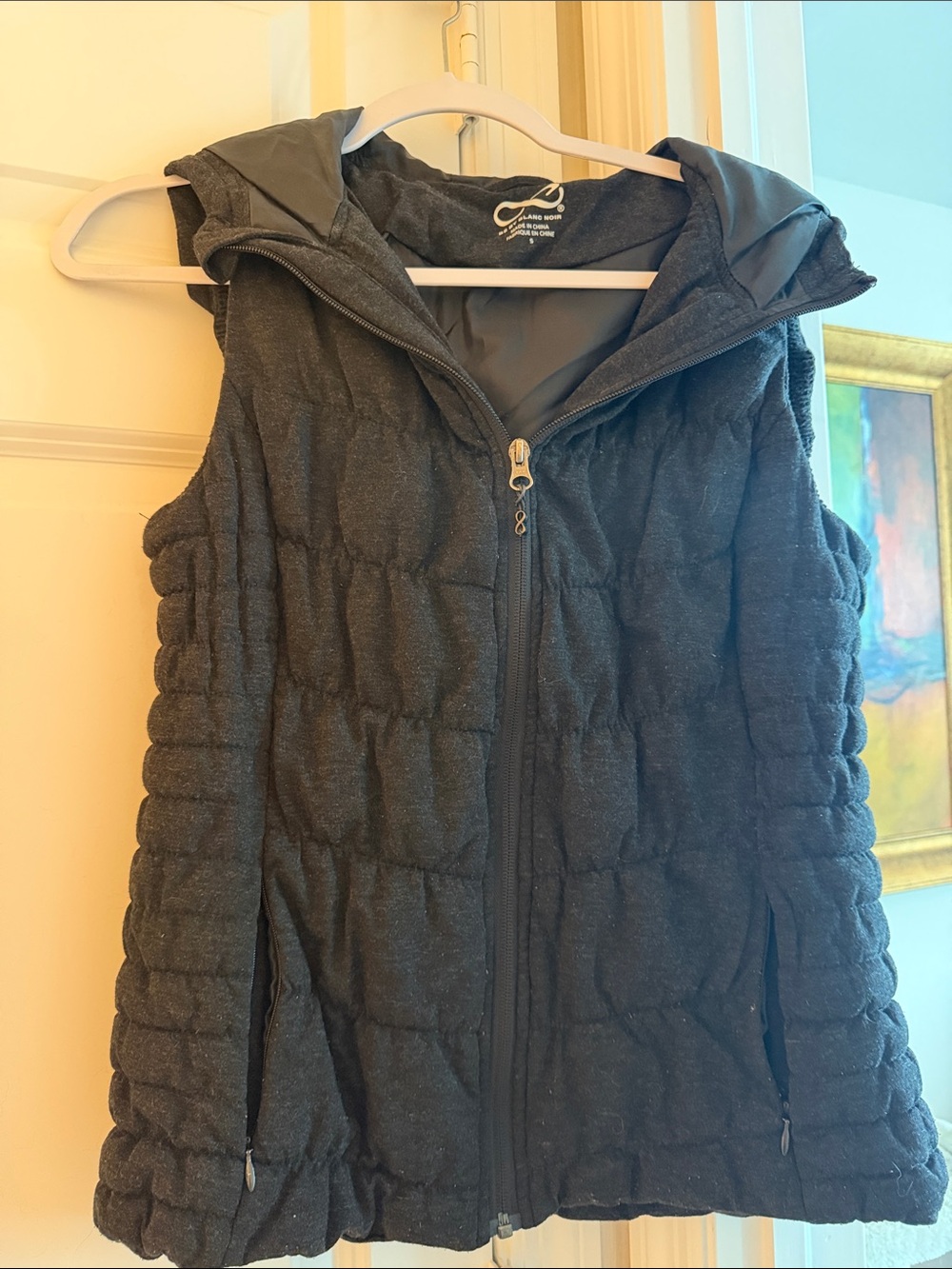 blanc noir Dark Gray Quilted Hooded Puffer Vest